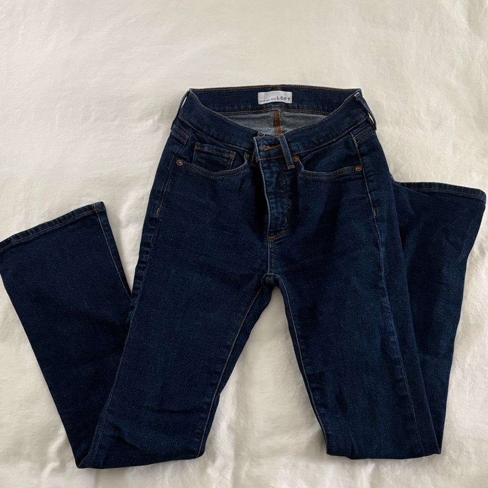 LOFT Deep Indigo Slim to Boot Leg Jeans Petite size 24/00